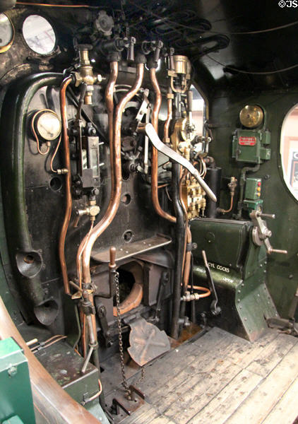 Engine cab of City of Truro GWR locomotive at STEAM Museum of Great Western Railway. Swindon, England.