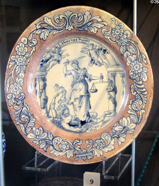 Bristol Libertas Populi plate (1734-35) referring to corruption in Bristol election of 1734 at Broadway Museum & Art Gallery. Broadway, England.