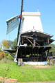 Side view of Wind-driven sawmill from Numansdorp at Arnhem Openlucht Museum. Arnhem, Netherlands.