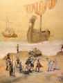 Tin figure diorama showing Vikings bringing captured treasure ashore to hide in caves at National Tin Figures Museum. Ommen, Netherlands.