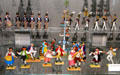 Tin figure array with soldiers & folk figures around Maypole at National Tin Figure Museum. Ommen, Netherlands