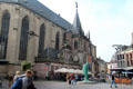 Glass angel by Herman Lamers in front of St. Michael's Church on Grote Markt. Zwolle, Netherlands.