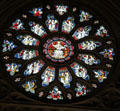 Rose window above altar at Bristol Cathedral. Bristol, England.