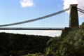 View of one of two bridge towers supporting Clifton Suspension Bridge. Bristol, England.
